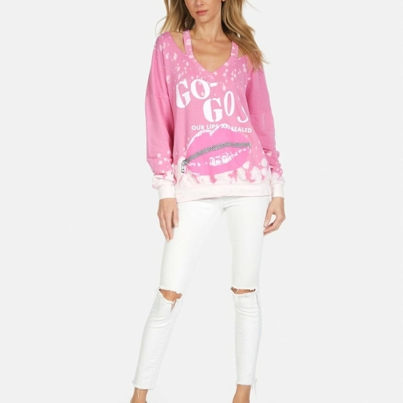 Lauren Moshi The Go Gos Pink Pullover Sweatshirt NEW - Picture 7 of 8